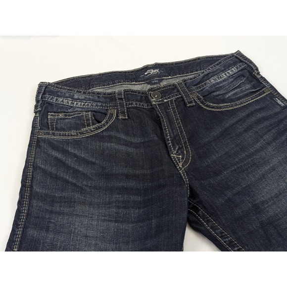 Silver Jeans Mens Zac 38x34 Straight Dark Wash Embroidery - Picture 6 of 11